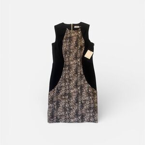 Calvin Klein Black and Gray Snakeskin Midi Dress